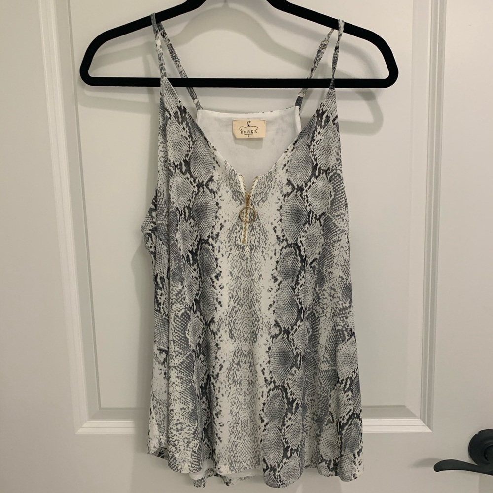 Ember brand black and white snakeskin print tank